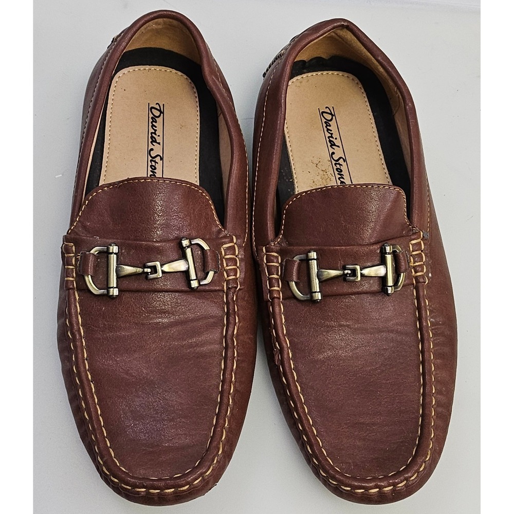 David Stone Slip-On Loafers Bridle Bit Accent Driving Shoes 045668 Mens Size 8.5